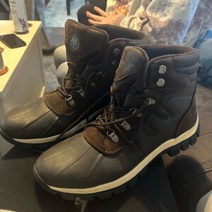 Global Win Men's Black and Brown Rain Boots